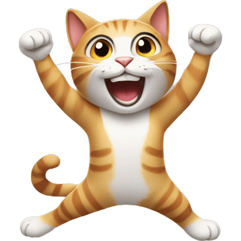 excited cat with arms up emoji