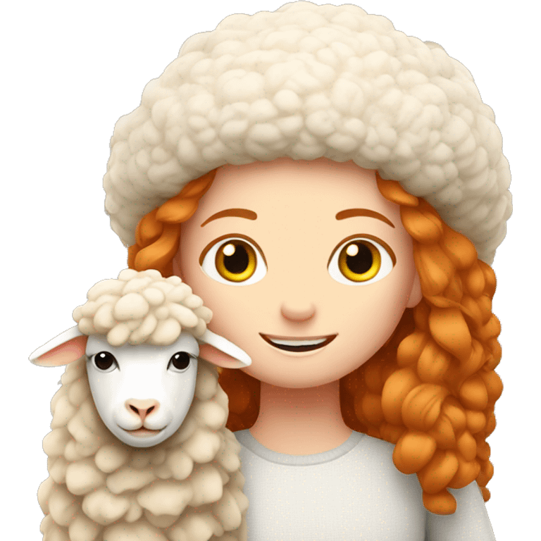 Ginger girl with a sheep  emoji