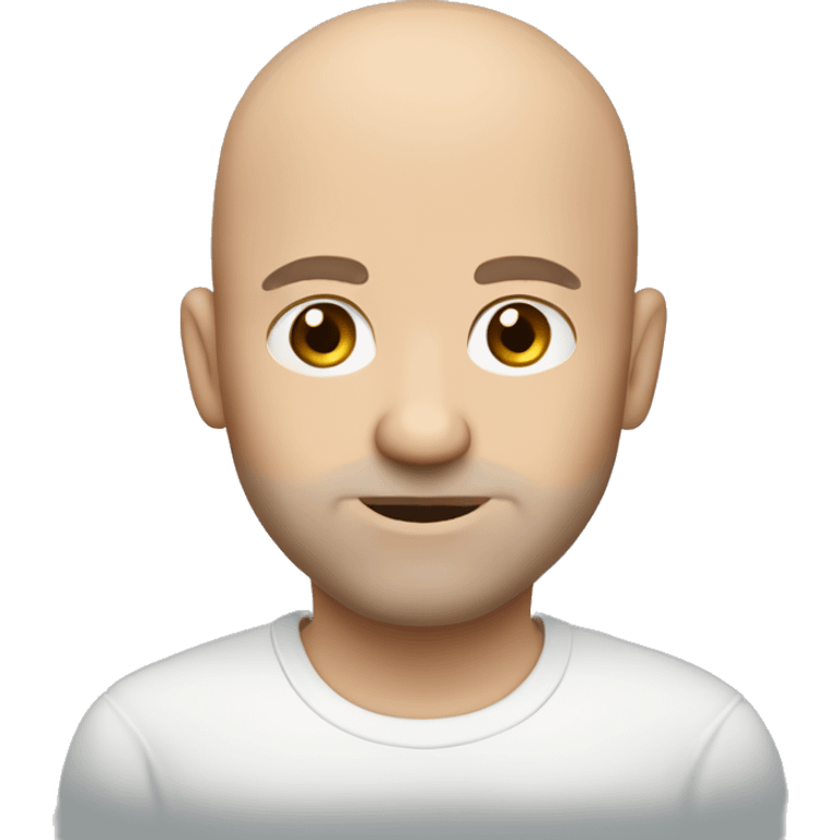 Curious bald white man with blue eyes and short brown goatee  emoji