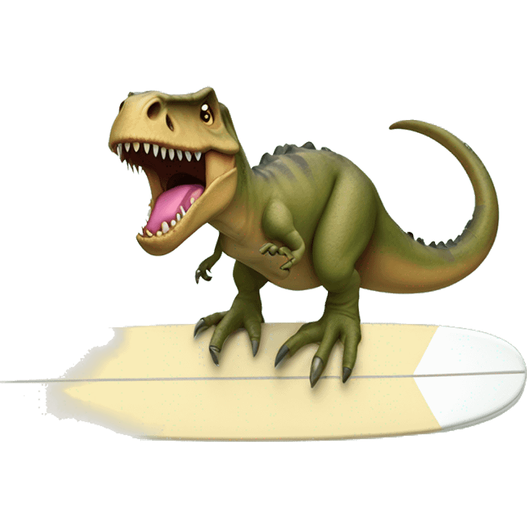 T-Rex in thorns on surfboard emoji