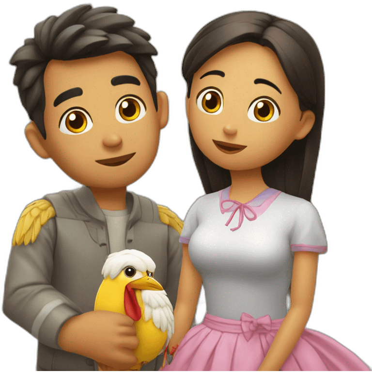 Pollito con su amiga bea emoji