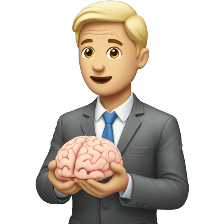 man holding brain emoji