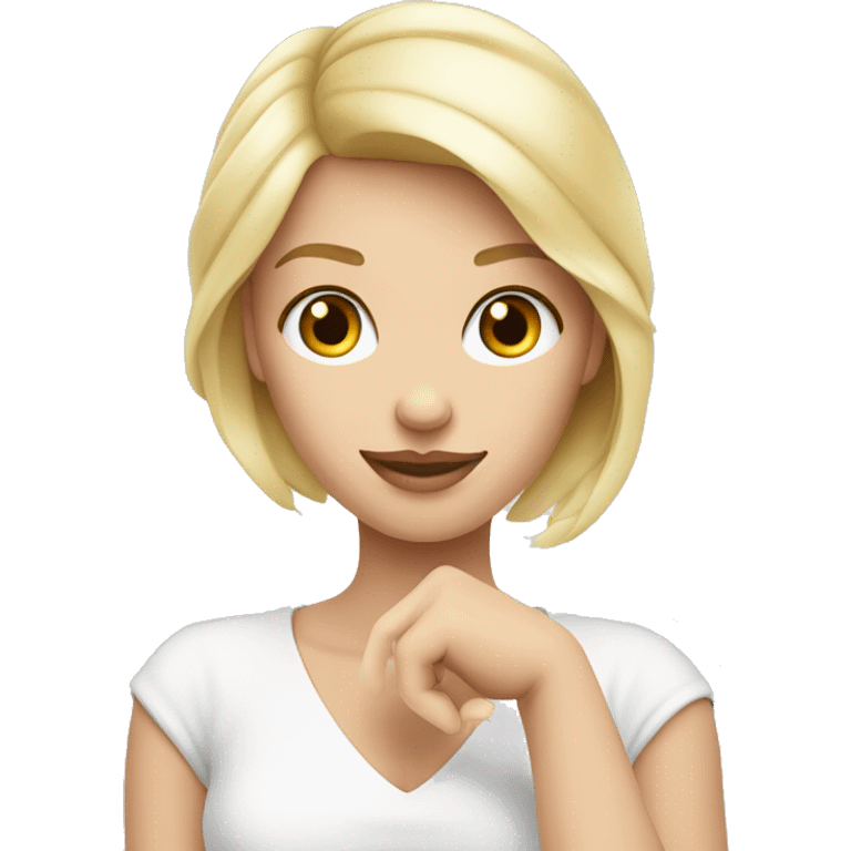 La femme blonde avec la peau blanche qui fait un coeur avec les mains emoji