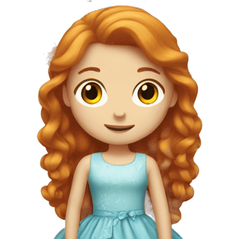 Ginger girl with long hair in pretty dress emoji