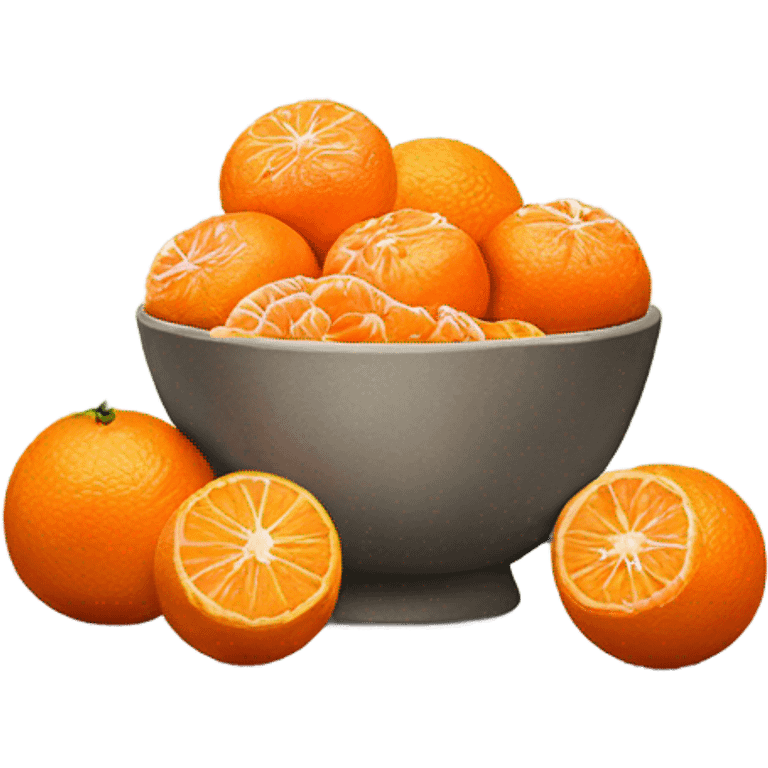 tangerines with pealed tangerines on a bowl  emoji