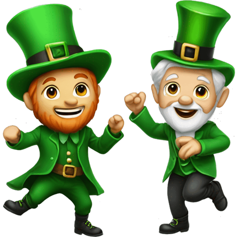 Leprechaun and Santa dance emoji