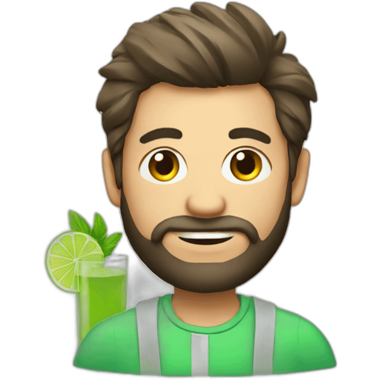 man with beard and with mojito emoji