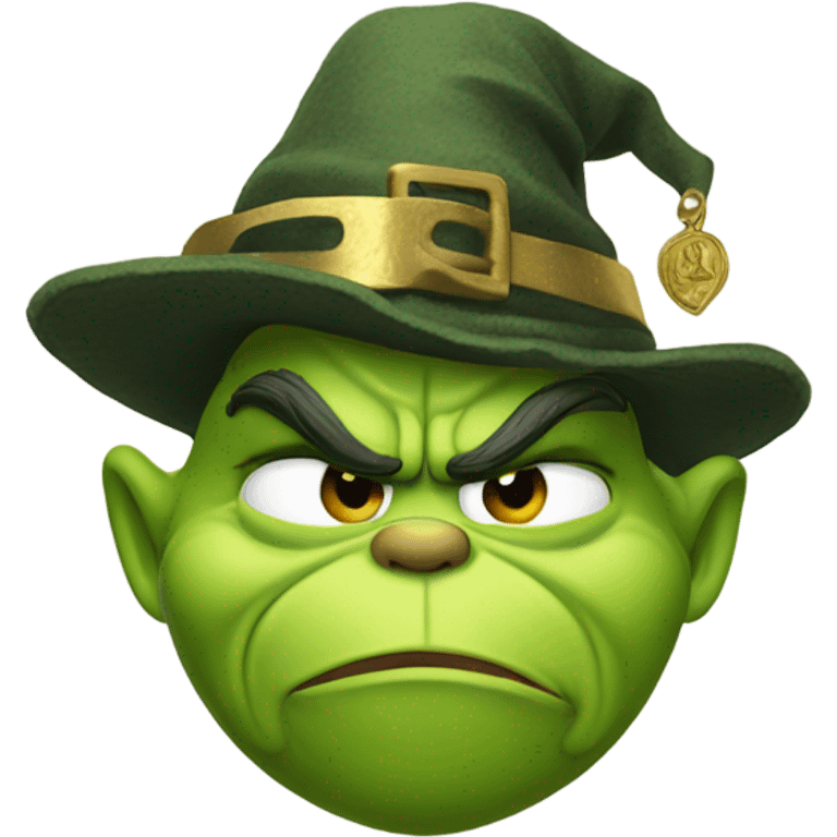 Grinch wearing pilgrim hate with gold buckle emoji