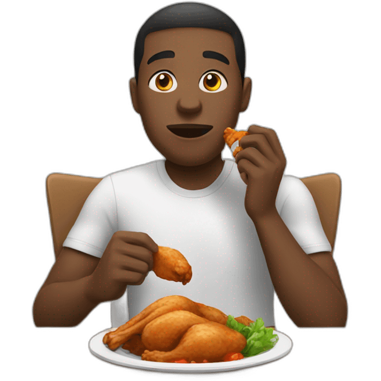 Black man eating chicken emoji