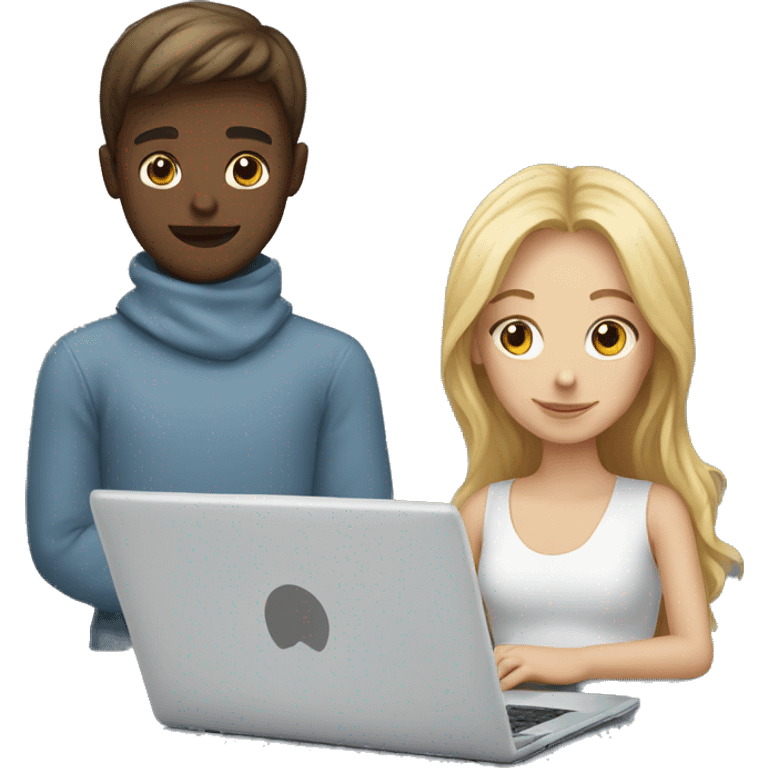 white boy and girl behind laptop emoji