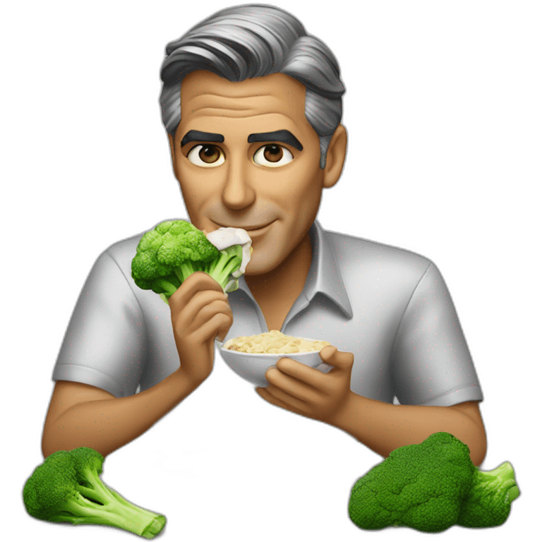 george clooney eating chicken and broccoli emoji