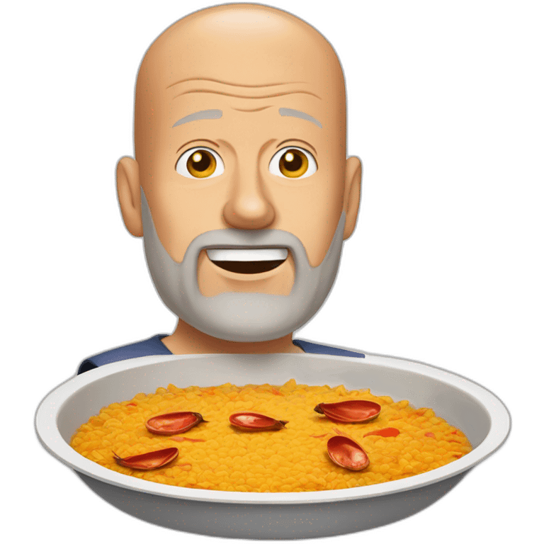 Bruce willis with beard mange une paella emoji