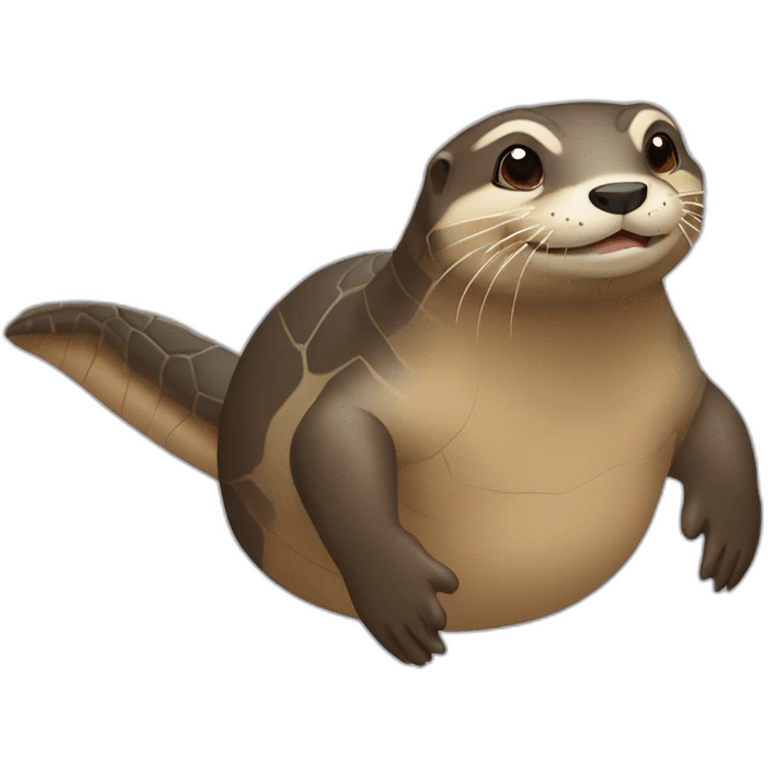 Une loutre sur une tortue emoji