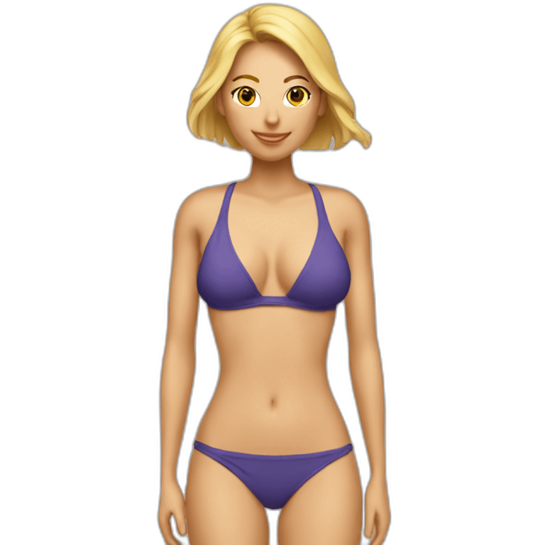 Slim-fit Caucasian woman bikini (beach body) bed emoji