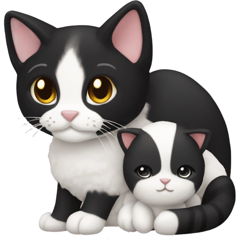 tuxedo cat with lamb plush emoji