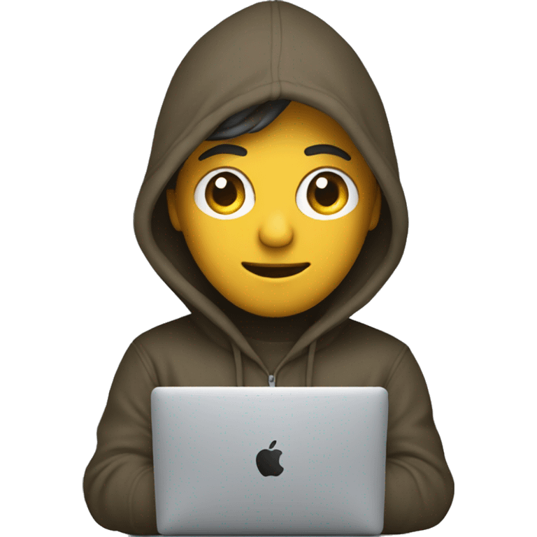 Developer with hoodie coding on a macbook emoji