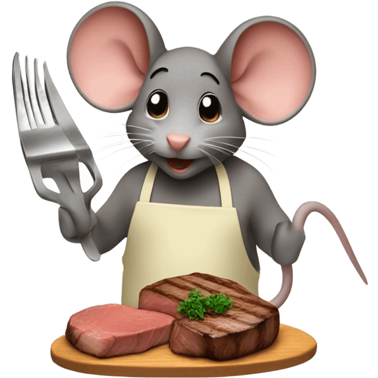 Mouse cooking a steak dinner  emoji