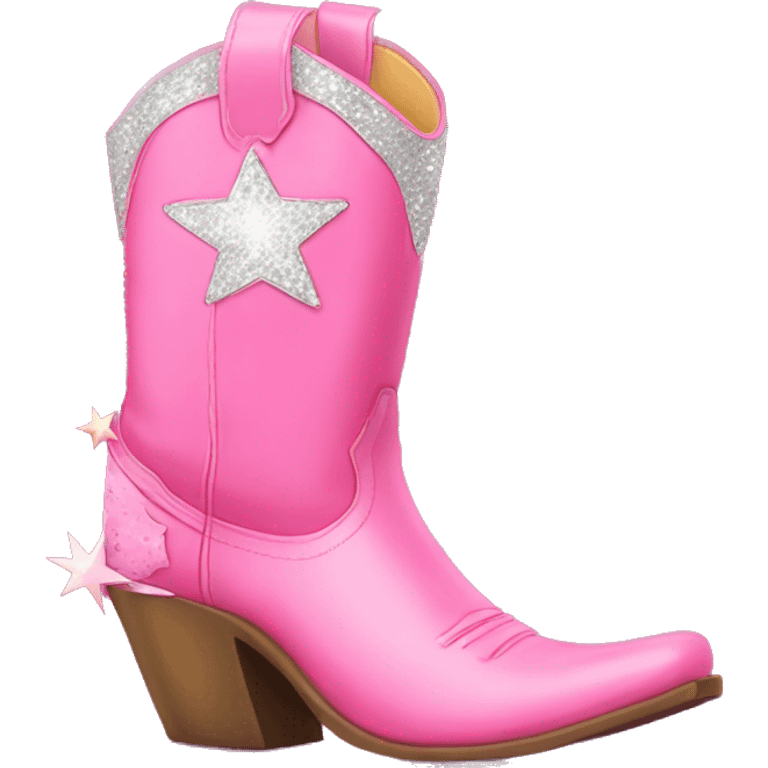 Pink cowgirl boot with sparkles emoji