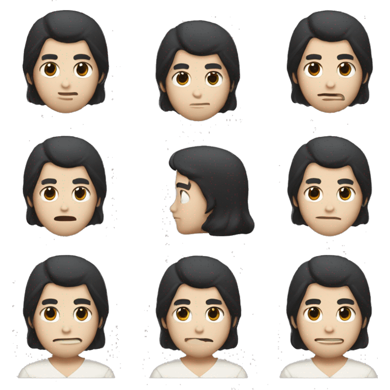 white skin color japanese man with black middle long hair, make it from shoulders and create only one emoji emoji