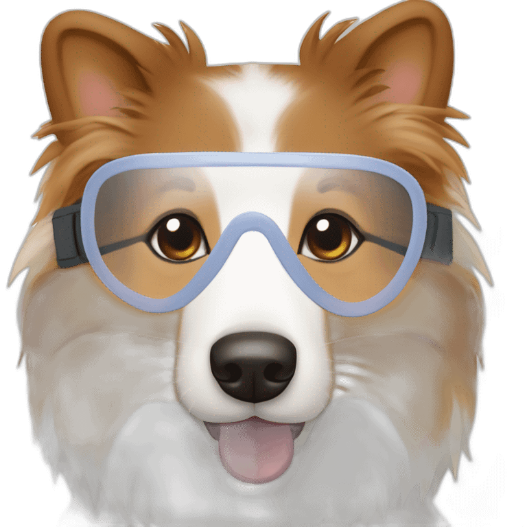 Tricolore Shetland sheepdog wearing chirurgical mask on mouth emoji