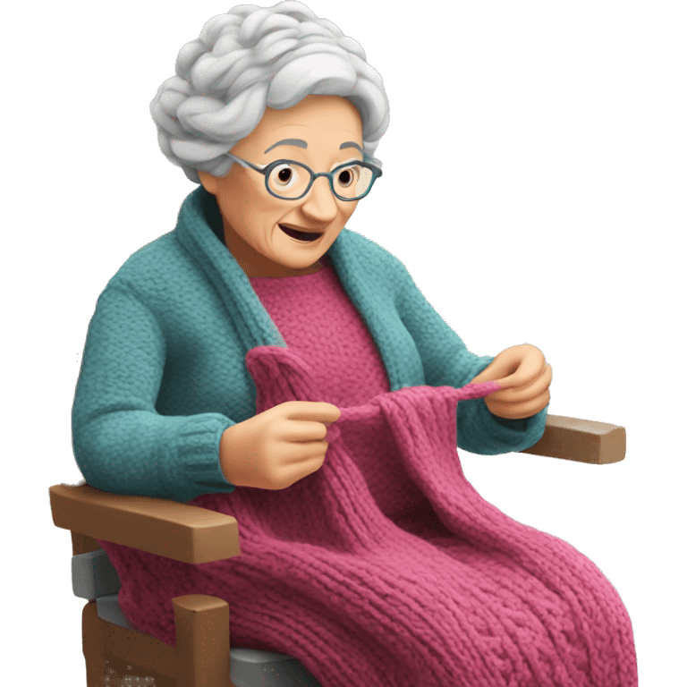 granny knitting emoji