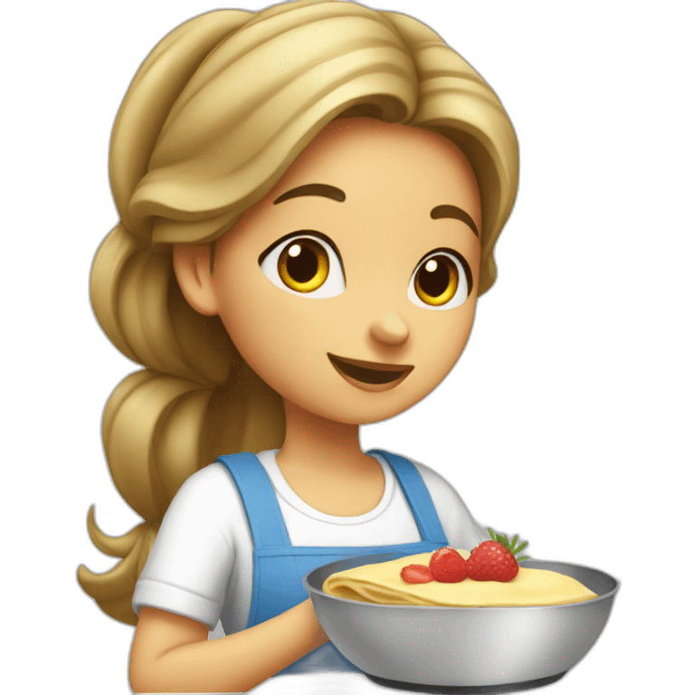 Girl baking crepes emoji