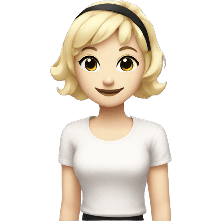 rose lalonde winking in white shirt with black headband emoji