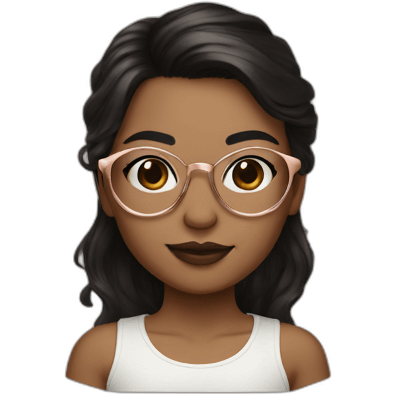 girl with rose gold glasses and black to brown hair emoji