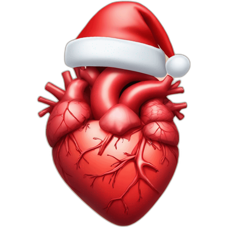 anatomical heart wearing santa hat emoji