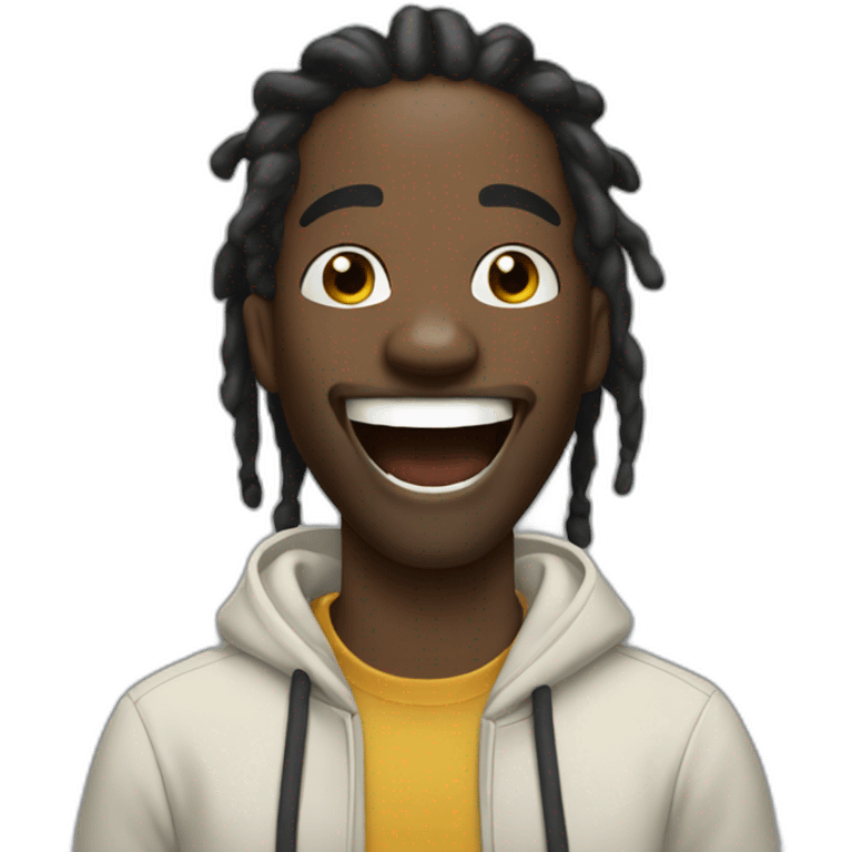 Black man with dreadlocksand hoodie laughing emoji