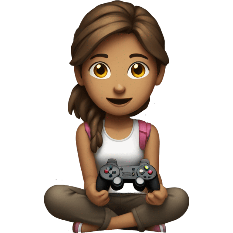 Brown haired girl playing videogames emoji