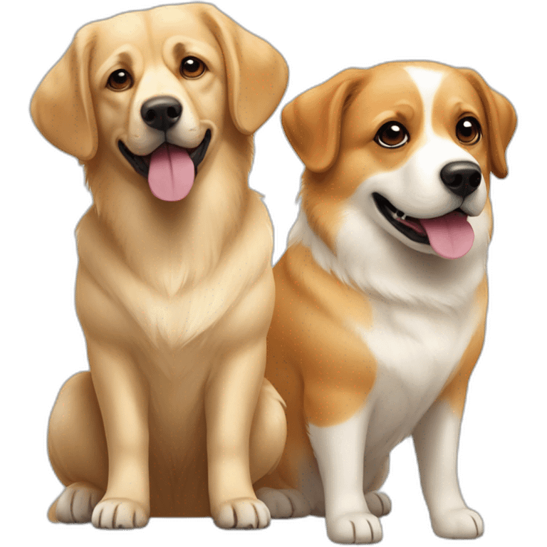 big white labrador and ginger pekingese corgi emoji