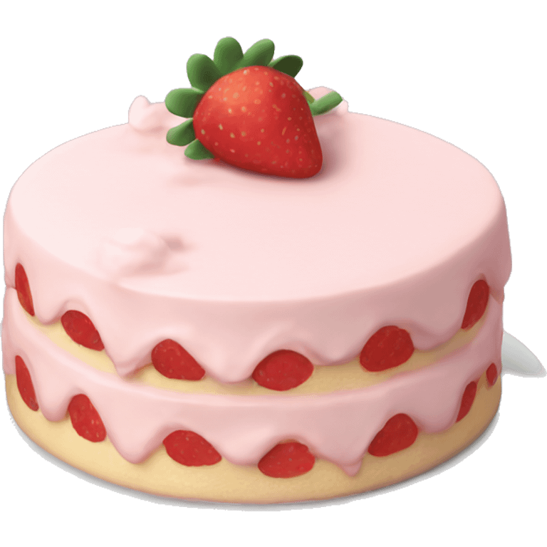 Light Pink strawberries and cream birthday cake  emoji