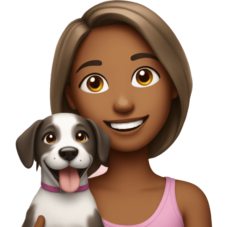 happy girl with her dog emoji