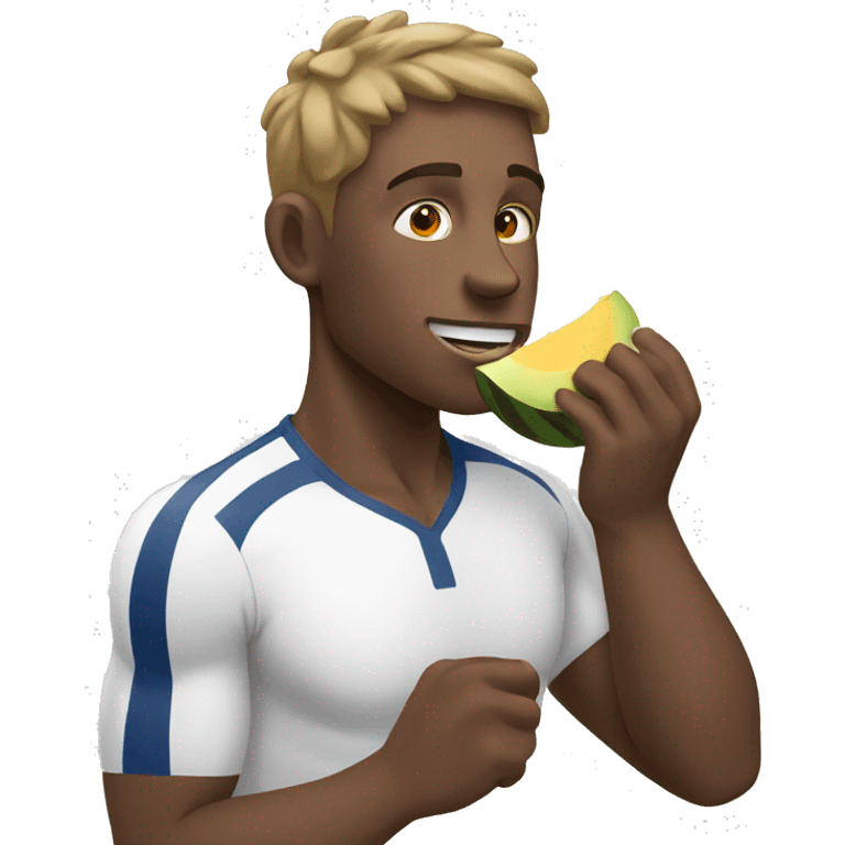 White man athlete eating fruit emoji