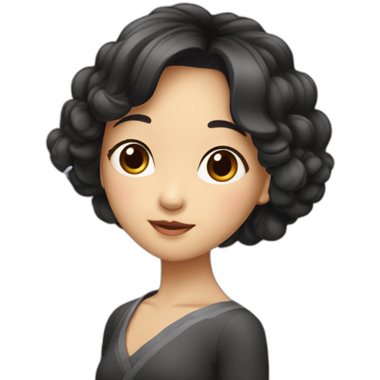 Fille cheuveux noir asiatique  emoji