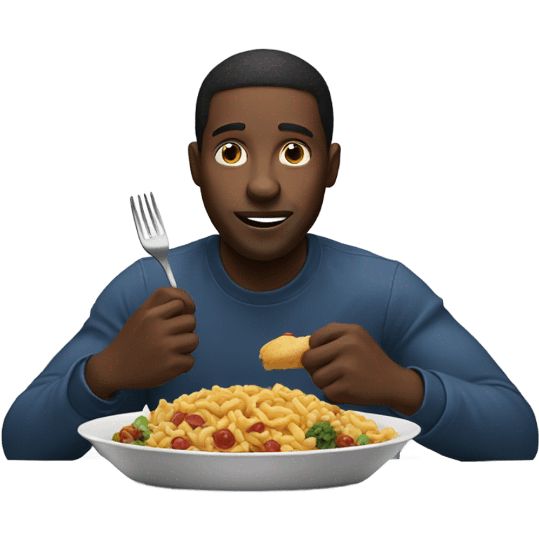 Black man eating food emoji