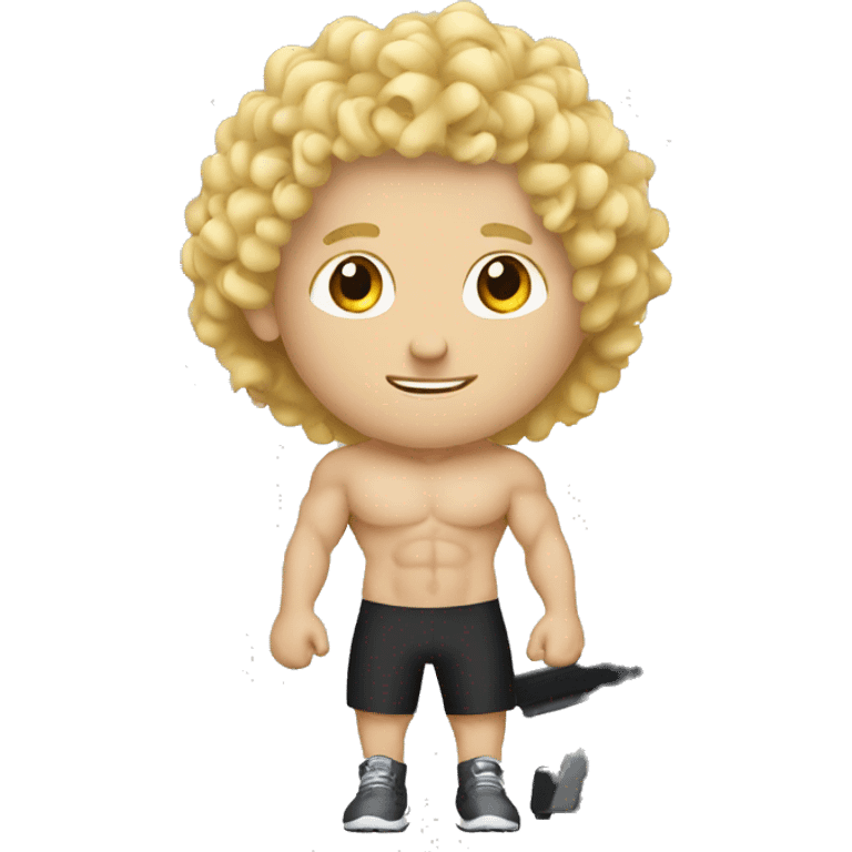 White blond curly man at gym emoji