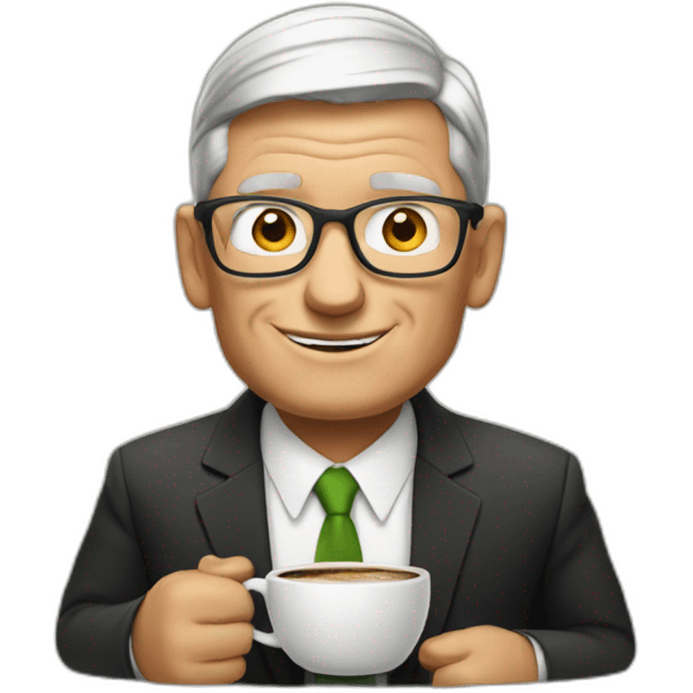 Tim Cook with coffee emoji