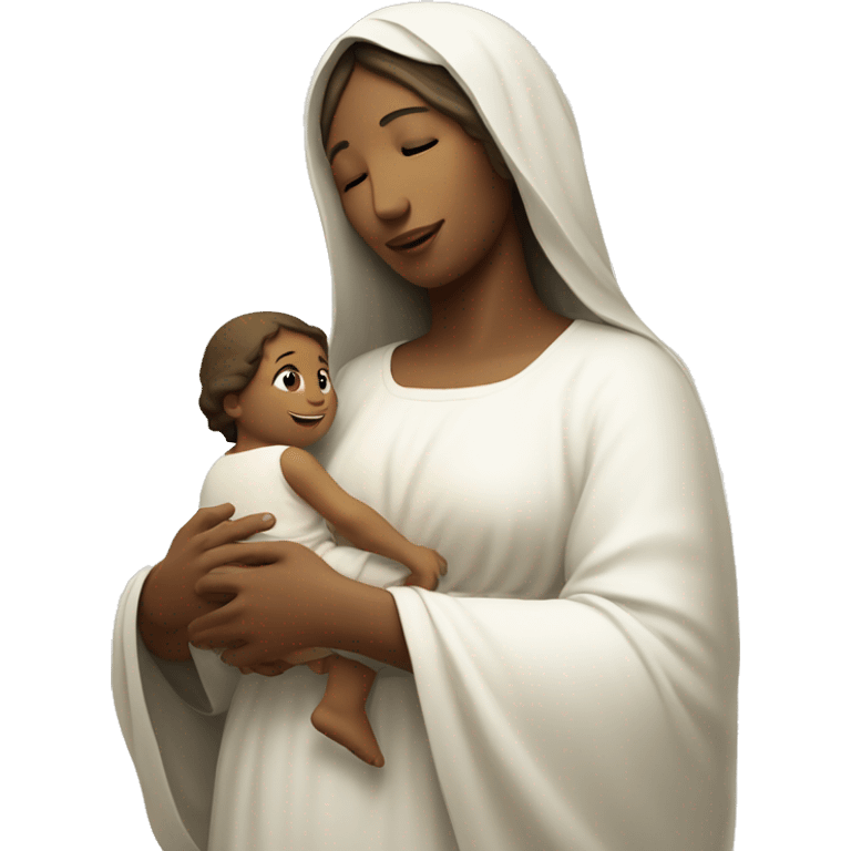 Maria mother of Jesus with Jesus in hands white skin emoji