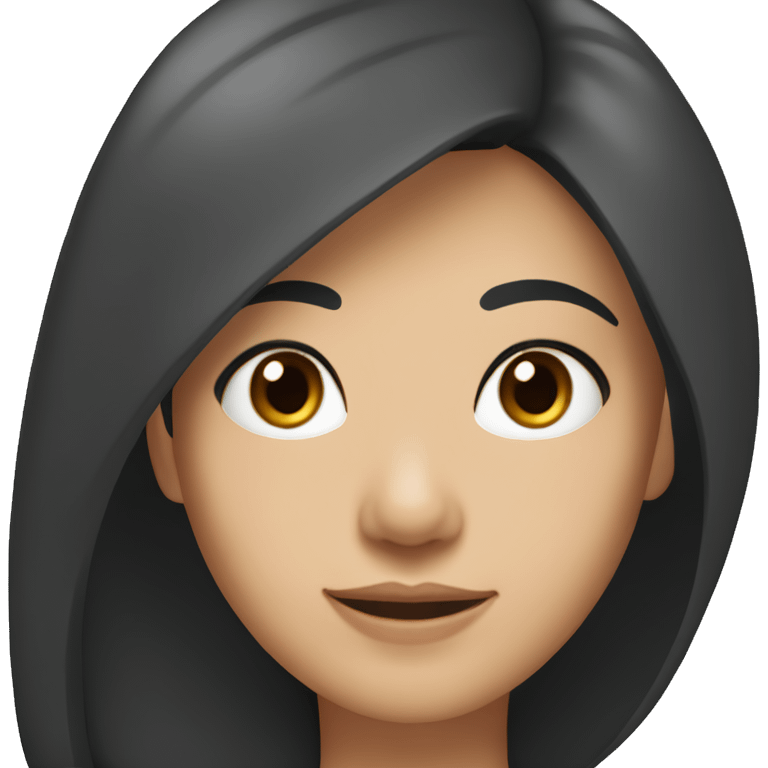 A head and shoulders shot of a 36 year old Asian woman, with straight black hair,   with brown eyes wearing a t-shirt. emoji