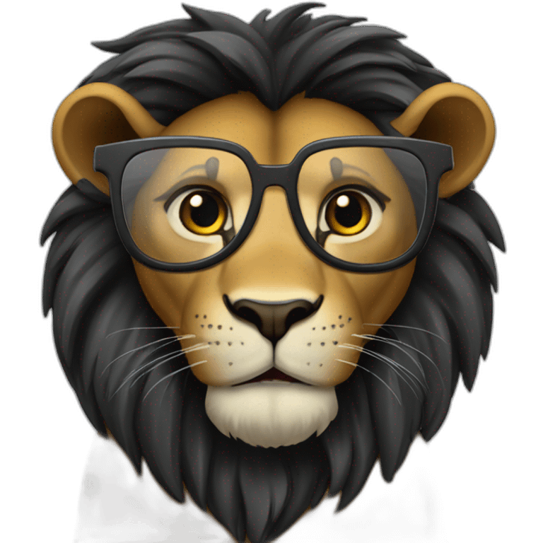 Lion crinière noire lunettes  emoji