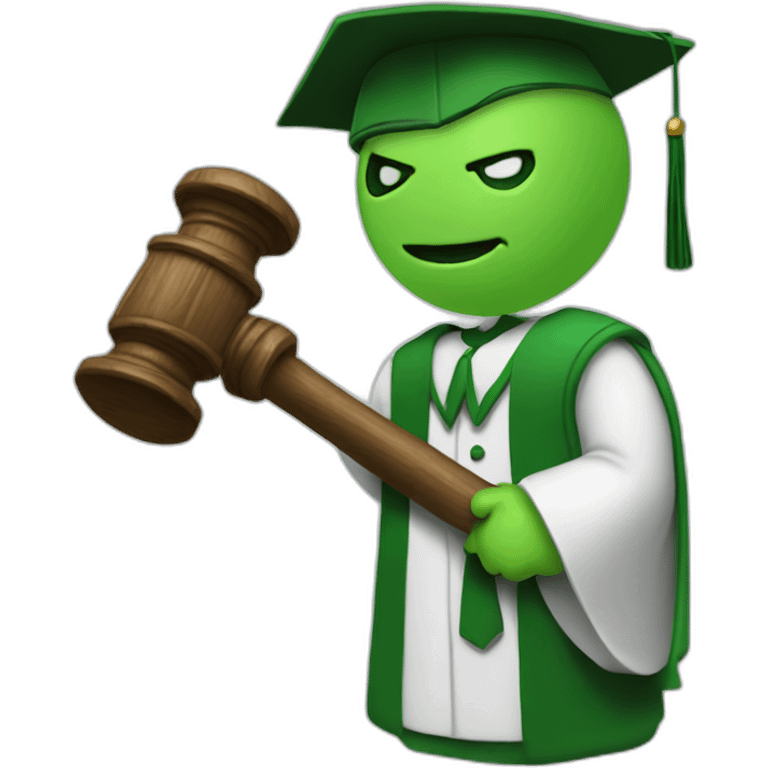 Green judge with hammer emoji