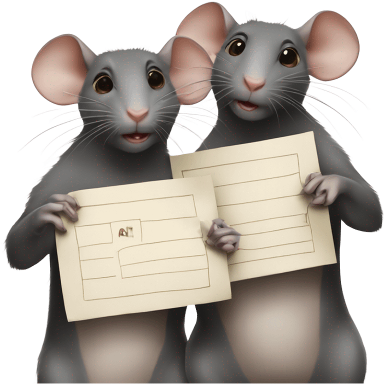 Two rats are holding a poster with the inscription "ALINGHT" emoji