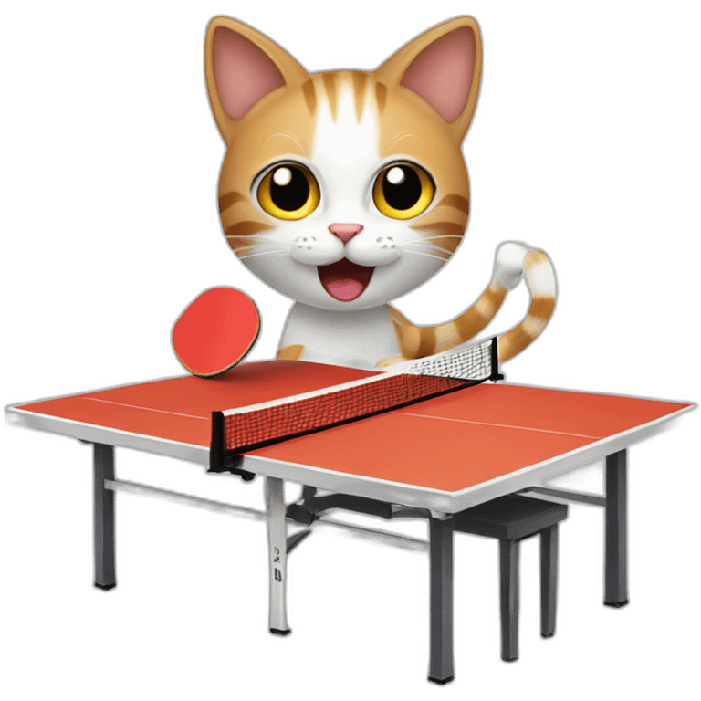 Cat play table tennis emoji