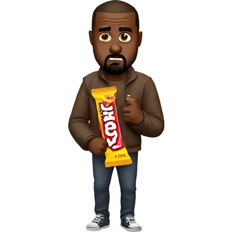 kanye west angry and holding a twix bar emoji