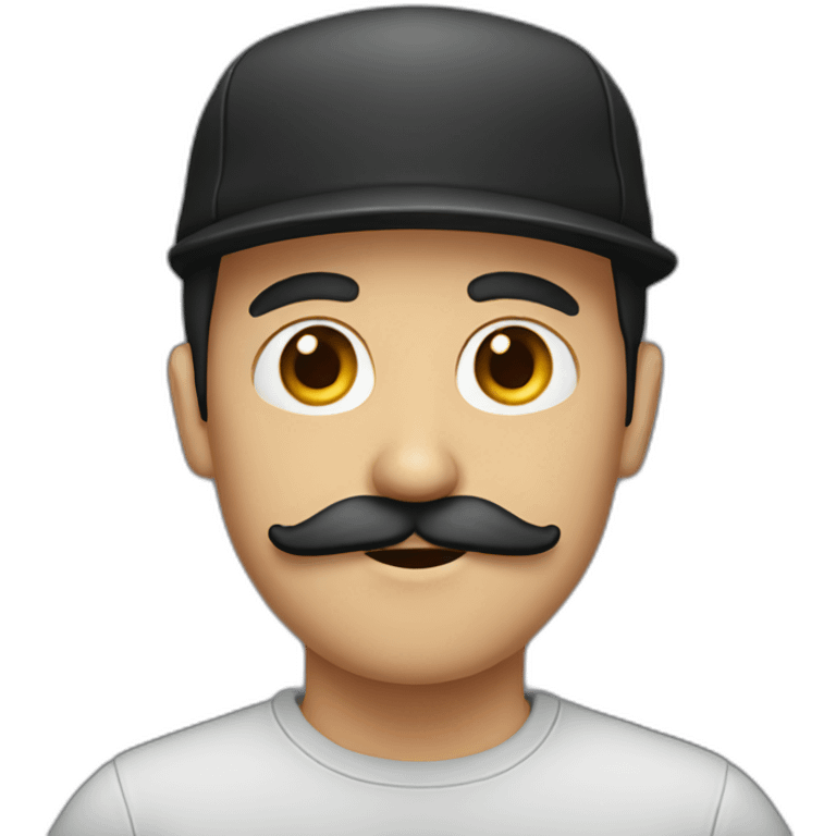 guy with dark cap moustache emoji