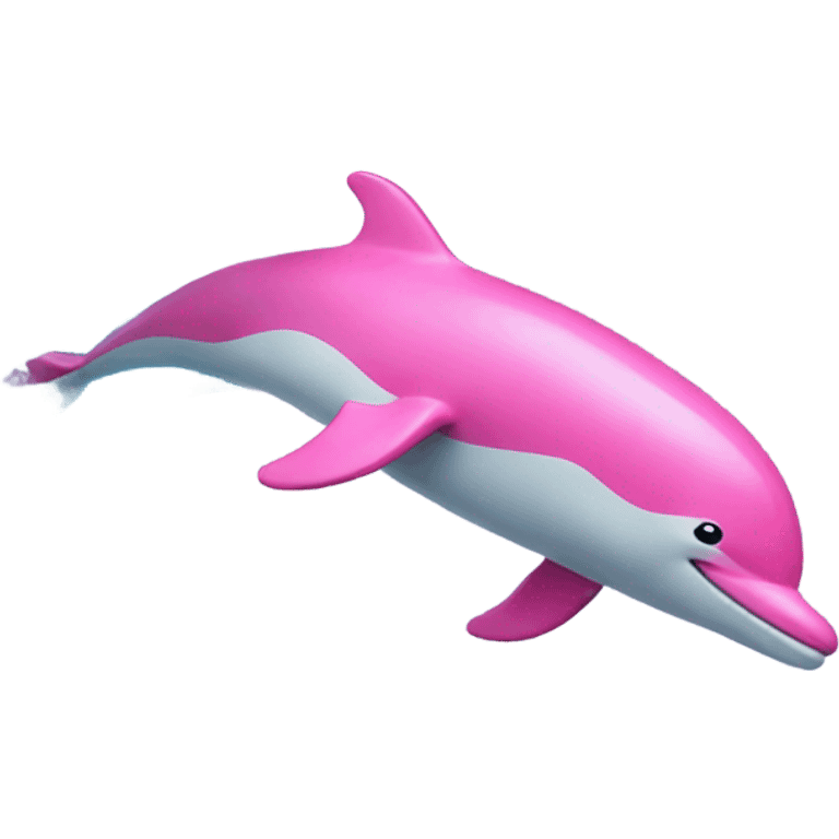 Pink dolphin surfing a wave emoji