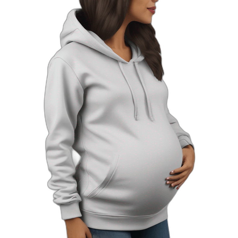 hoodie sweatshirt pregnant woman side view emoji