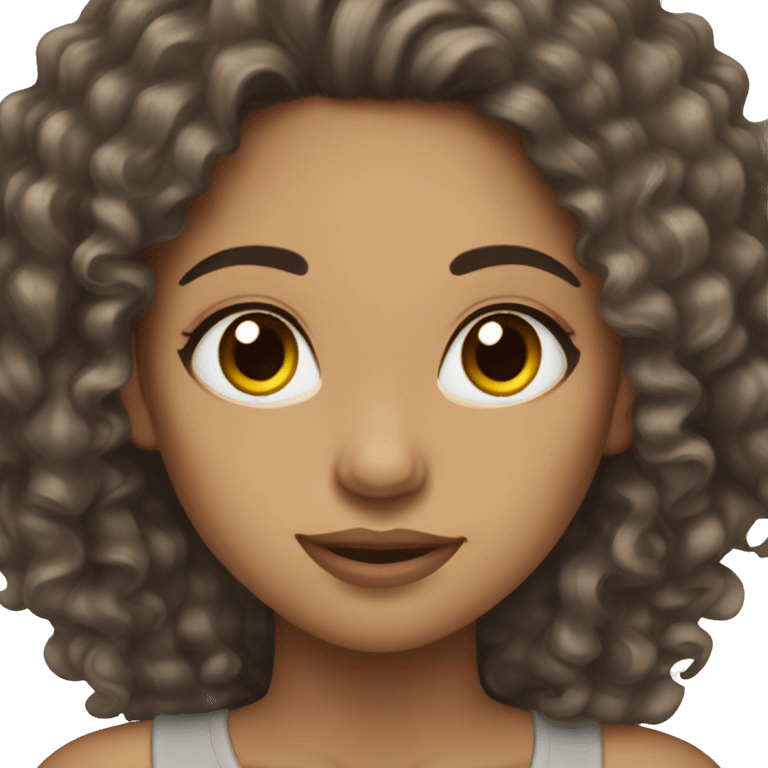 woman light skin long dark curly hair,lashes emoji